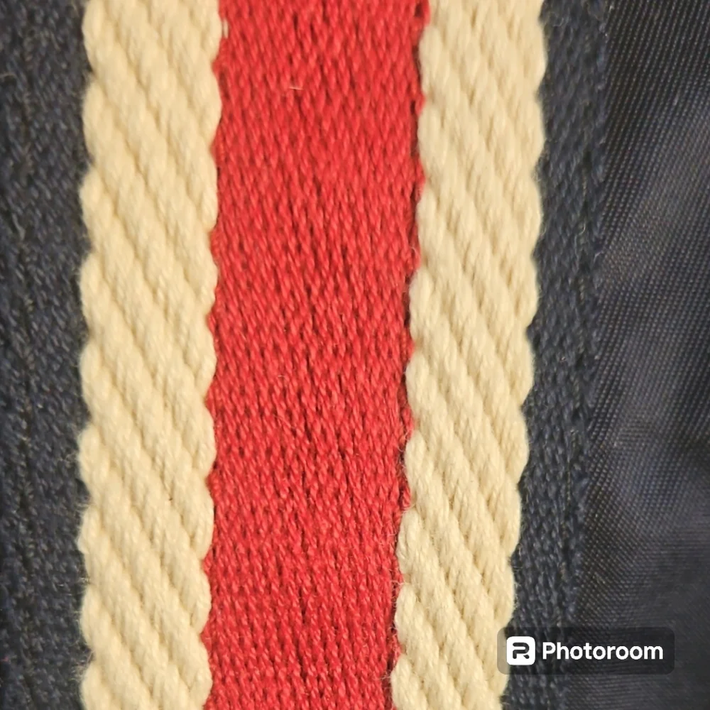 Gucci Vintage Nylon Tote Bag Blue Red Cream NWOT - Picture 8 of 14